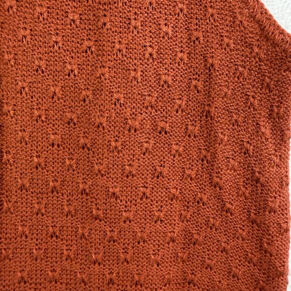 Vintage 70s XS Sweater Vest V-Neck Button Up Burnt Orange Earthy Cottagecore - Picture 4 of 9